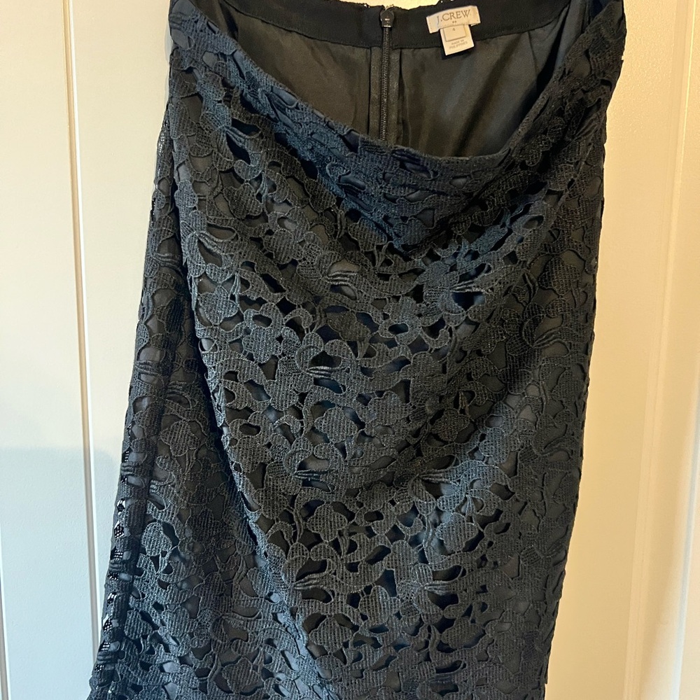 J. Crew Black Lace Midi Skirt